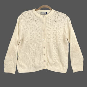 VTG Diversity Sport Cardigan Sweater Women S/M P Vanilla Girl White Grannycore
